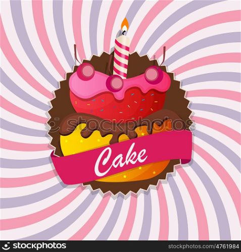 Sweet Cake with Berry Menu Background Vector Illustration EPS10. Sweet Cake with Berry Menu Background Vector Illustration