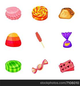 Sweet candy icon set. Cartoon set of sweet candy vector icons for web design. Sweet candy icon set, cartoon style