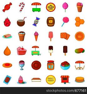 Sweet candy icons set. Cartoon style of 36 sweet candy vector icons for web isolated on white background. Sweet candy icons set, cartoon style