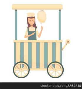 Sweet cart food icon cartoon vector. Street machine. Cotton candy. Sweet cart food icon cartoon vector. Street machine