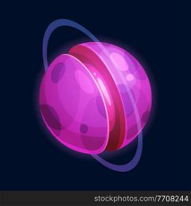 Sweet cartoon planet sci-fi fantasy world isolated cartoon icon. Vector yummy outer space planet of chocolate, sugar and caramel, aliens confectionery sphere, futuristic cosmic circle, ui game design. Exoplanet or planet yummy food dessert isolated
