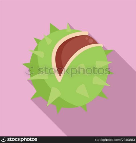 Sweet chestnut icon flat vector. Food tree. Season nut. Sweet chestnut icon flat vector. Food tree