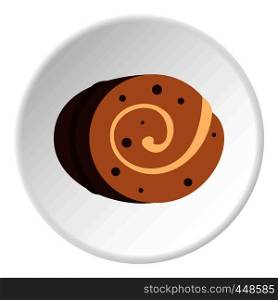 Sweet, creamy roll icon in flat circle isolated vector illustration for web. Sweet, creamy roll icon circle