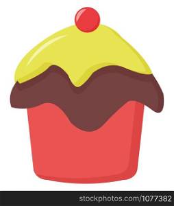 Sweet cupcake, illustration, vector on white background.
