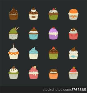 Sweet cupcakes icons , eps10 vector format