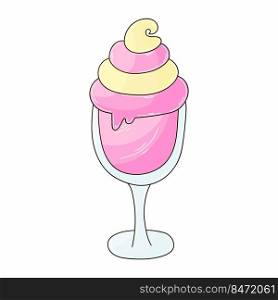 Sweet dessert, graphic element for your design. Illustration in hand draw style. Cocktail. Icon, pin, sticker. Illustration in hand draw style. Sweet dessert, graphic element for design