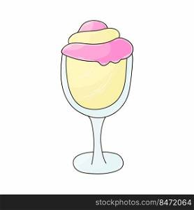 Sweet dessert, graphic element for your design. Illustration in hand draw style. Cocktail, ice cream. Icon, pin. Illustration in hand draw style. Sweet dessert, graphic element for design
