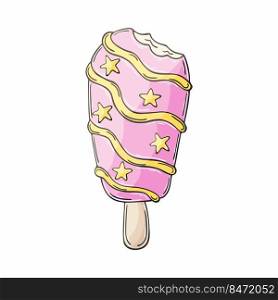 Sweet dessert, graphic element for your design. Illustration in hand draw style. Ice cream. Icon, pin, sticker, sign. Illustration in hand draw style. Sweet dessert, graphic element for design