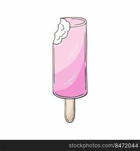 Sweet dessert, graphic element for your design. Illustration in hand draw style. Multi-colored popsicle. Icon, pin. Illustration in hand draw style. Sweet dessert, graphic element for design