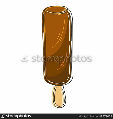 Sweet dessert, graphic element for your design. Illustration in hand draw style. Popsicle in chocolate. Illustration in hand draw style. Sweet dessert, graphic element for design