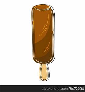 Sweet dessert, graphic element for your design. Illustration in hand draw style. Popsicle in chocolate. Illustration in hand draw style. Sweet dessert, graphic element for design