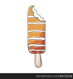 Sweet dessert, graphic element for your design. Illustration in hand draw style. Popsicle in chocolate. Icon, pin. Illustration in hand draw style. Sweet dessert, graphic element for design
