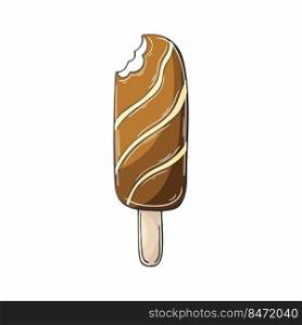 Sweet dessert, graphic element for your design. Illustration in hand draw style. Popsicle in chocolate. Icon, pin, sticker. Illustration in hand draw style. Sweet dessert, graphic element for design