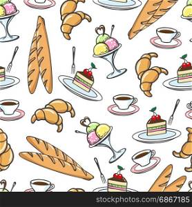 Sweet desserts seamless pattern. Hand drawn sweet desserts seamless pattern, vector illustration