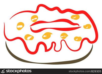 Sweet donut, illustration, vector on white background.