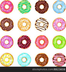 Sweet donuts set vector image