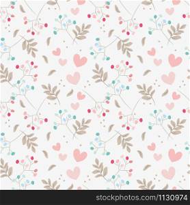 Sweet floral and tiny hearts seamless pattern. Sweet Valentine concept.