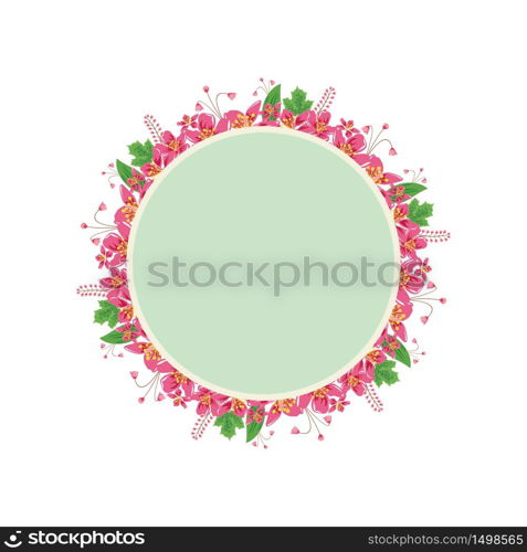 Sweet Flower Floral Wreath Frame Flat Illustration