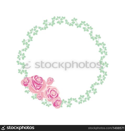 Sweet Flower Floral Wreath Frame Flat Illustration