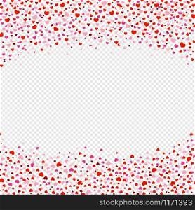 Sweet flying heart confetti on transparent background,design element for Valentine's day,postcard,greeting card or invitation