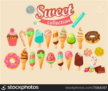 Sweet food icon collection.. Set of Sweet food icon. Vector illustration.