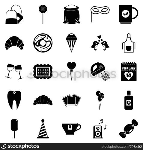 Sweet food icons set. Simple set of 25 sweet food vector icons for web isolated on white background. Sweet food icons set, simple style