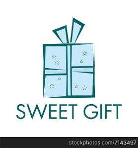 Sweet gift vector logo design. Greeting box or wrap gift box.