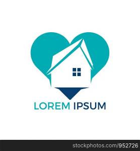 Sweet home logo design. House and heart or love symbol. Family, real estate and realty vector icon.