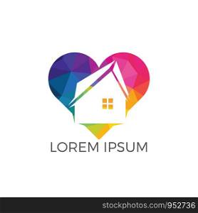 Sweet home logo design. House and heart or love symbol. Family, real estate and realty vector icon.