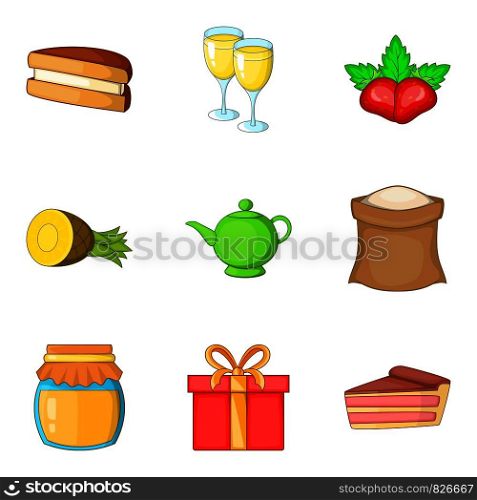Sweet life icons set. Cartoon set of 9 sweet life vector icons for web isolated on white background. Sweet life icons set, cartoon style