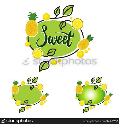 Sweet Oval Line Healthy Pineapple Fruit Frame Banner