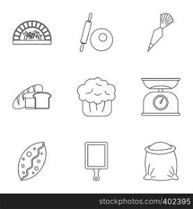 Sweet pastries icons set. Outline illustration of 9 sweet pastries vector icons for web. Sweet pastries icons set, outline style