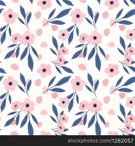 Sweet pink flower seamless pattern vector