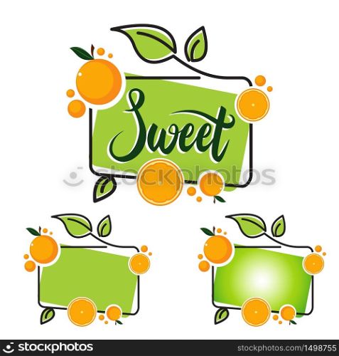Sweet Rectangle Line Healthy Orange Fruit Frame Banner