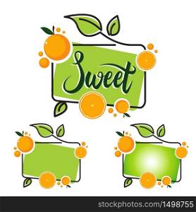 Sweet Rectangle Line Healthy Orange Fruit Frame Banner