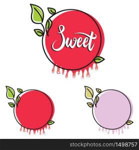 Sweet Red Circle Fruit Frame Sticker Melting Dripping