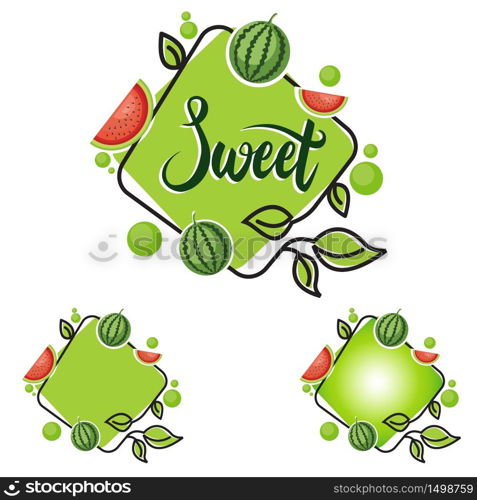Sweet Square Line Healthy Watermelon Fruit Frame Banner