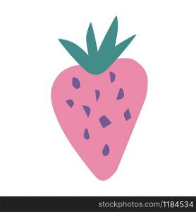 Sweet strawberrry in doodle style isolated on white background. Hand drawn fresh organic summer fruit. Simple cute cartoon design. Vector illustration.. Sweet strawberrry in doodle style isolated on white background.