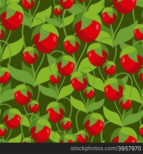 Sweet Strawberry seamless pattern. Background of Many red berries. Vector retro fabric ornament.&#xA;