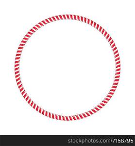 Sweet Striped Candy cane red Circle Frame for christmas design isolated on white background