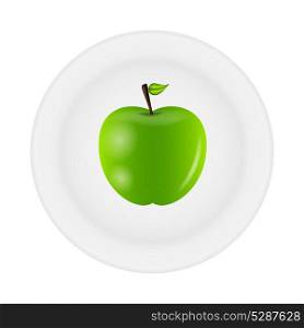Sweet tasty apple on plate vector illustration