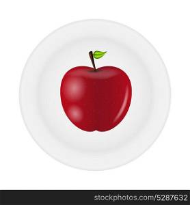Sweet tasty apple on plate vector illustration