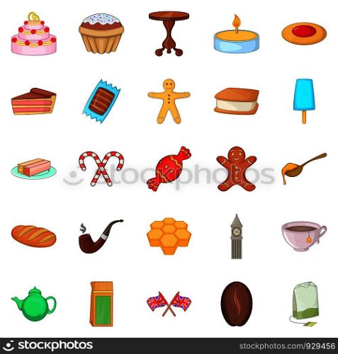 Sweet tea icons set. Cartoon set of 25 sweet tea vector icons for web isolated on white background. Sweet tea icons set, cartoon style