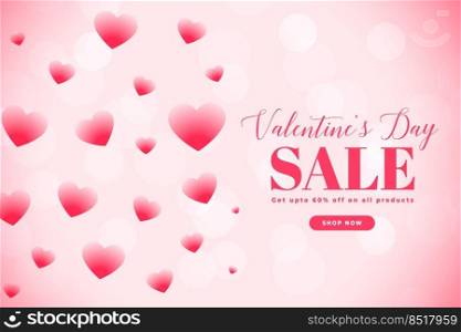 sweet valentines day sale banner with pink hearts petals