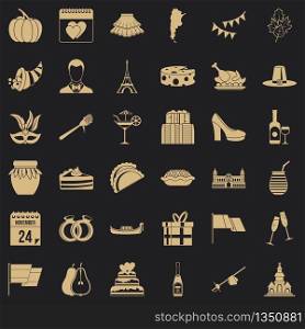 Sweet wine icons set. Simple style of 36 sweet wine vector icons for web for any design. Sweet wine icons set, simple style