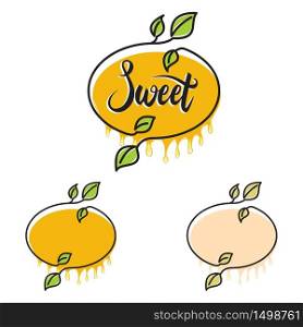 Sweet Yellow Oval Fruit Frame Sticker Melting Dripping
