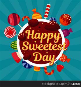 Sweetest day concept background. Flat illustration of sweetest day vector concept background for web design. Sweetest day concept background, flat style