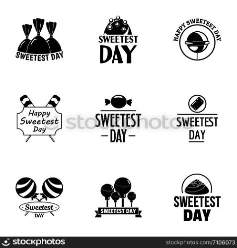 Sweetest day logo set. Simple set of 9 sweetest day vector logo for web design on white background. Sweetest day logo set, simple style
