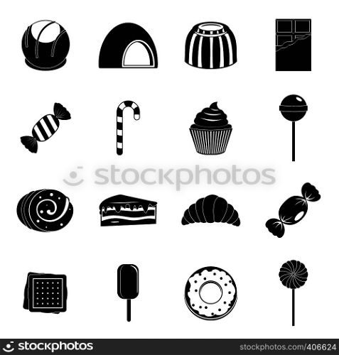 Sweets and candies icons set. Simple illustration of 16 sweets and candies vector icons for web. Sweets and candies icons set, simple style