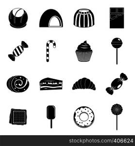 Sweets and candies icons set. Simple illustration of 16 sweets and candies vector icons for web. Sweets and candies icons set, simple style